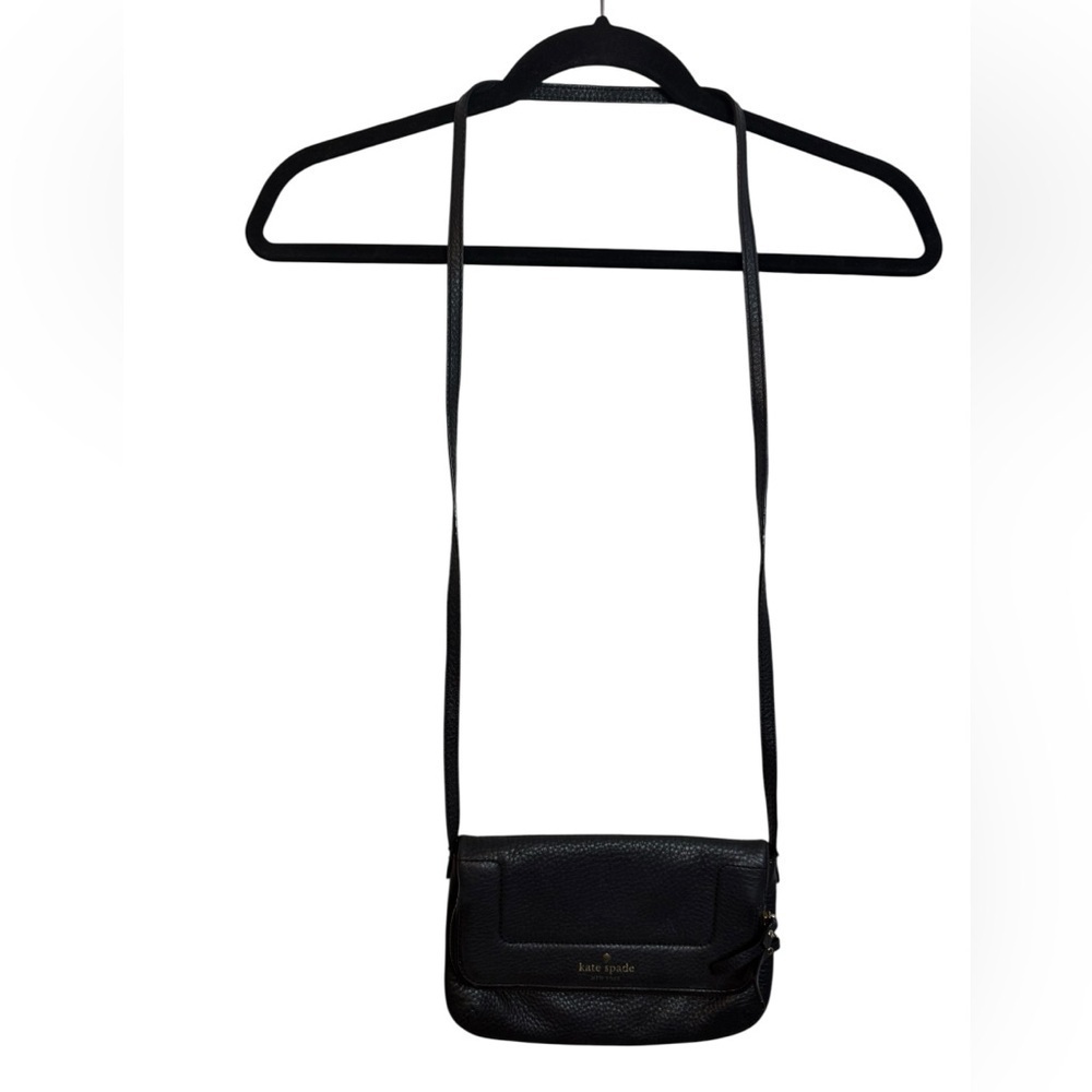Kate Spade Black Leather Classic Foldover Crossbody Bag